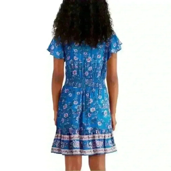 Bebop Womens size XXS Flounce Hem Flutter Sleeve Short V neck Dress 🌸 new - Picture 2 of 15